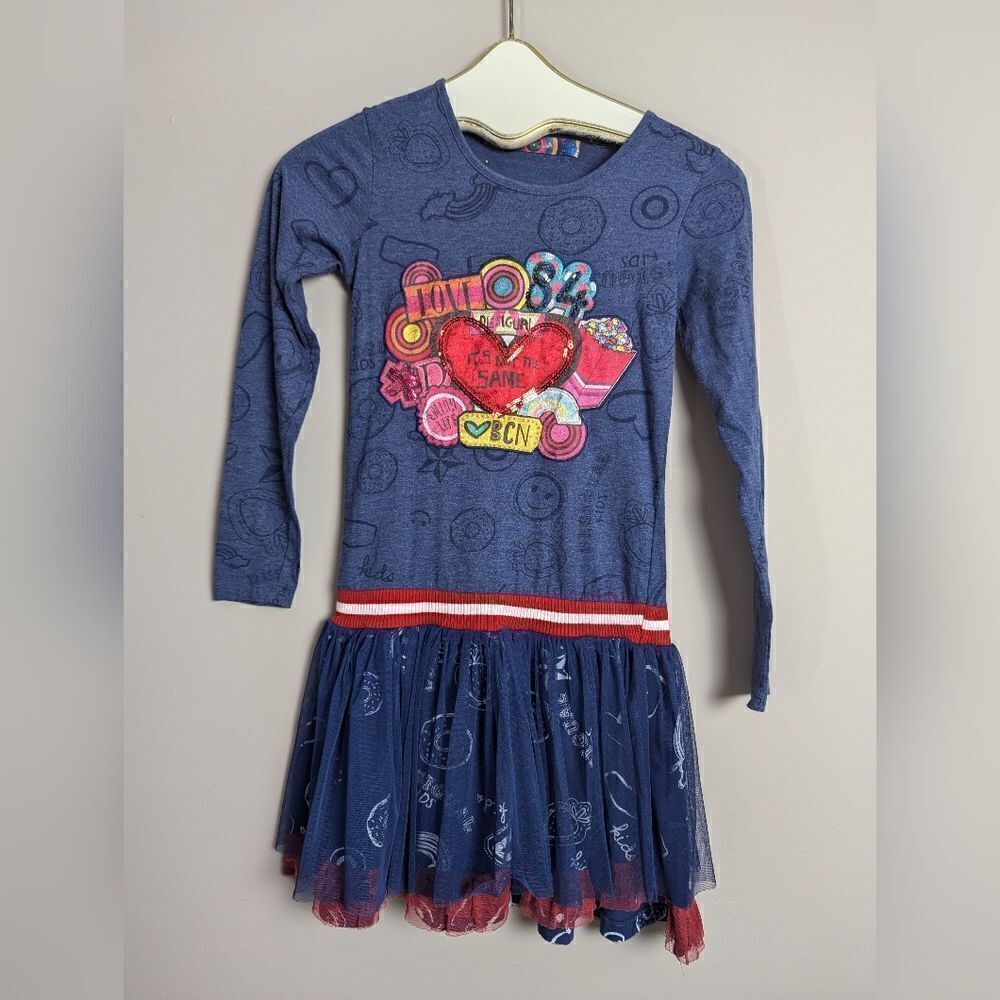 Desigual girls long sleeve dress Argel, tutu style bottom size 11/12